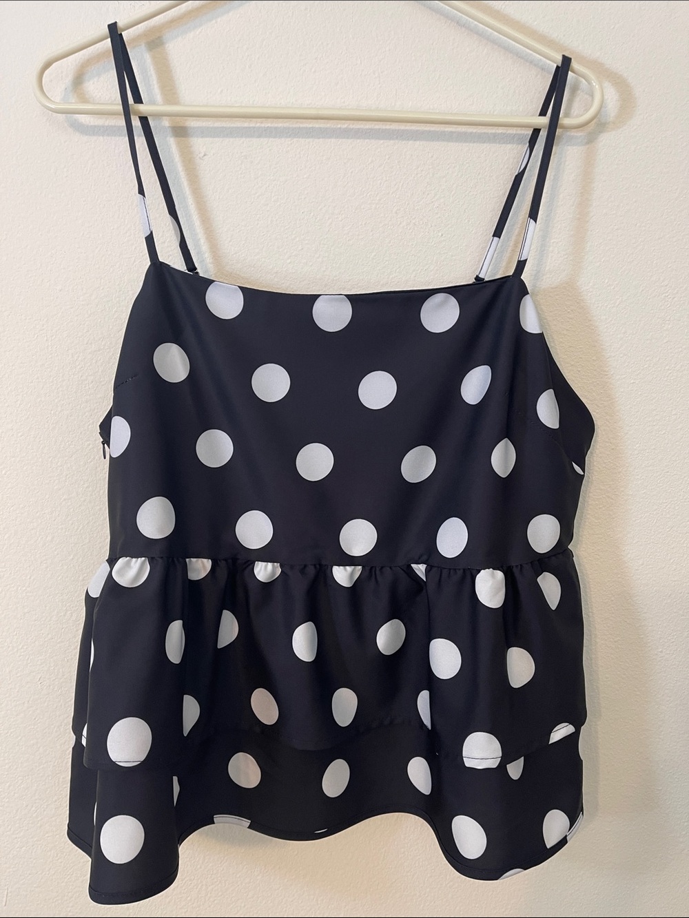 NWOT Black Polka Dot Spaghetti Strap Top
